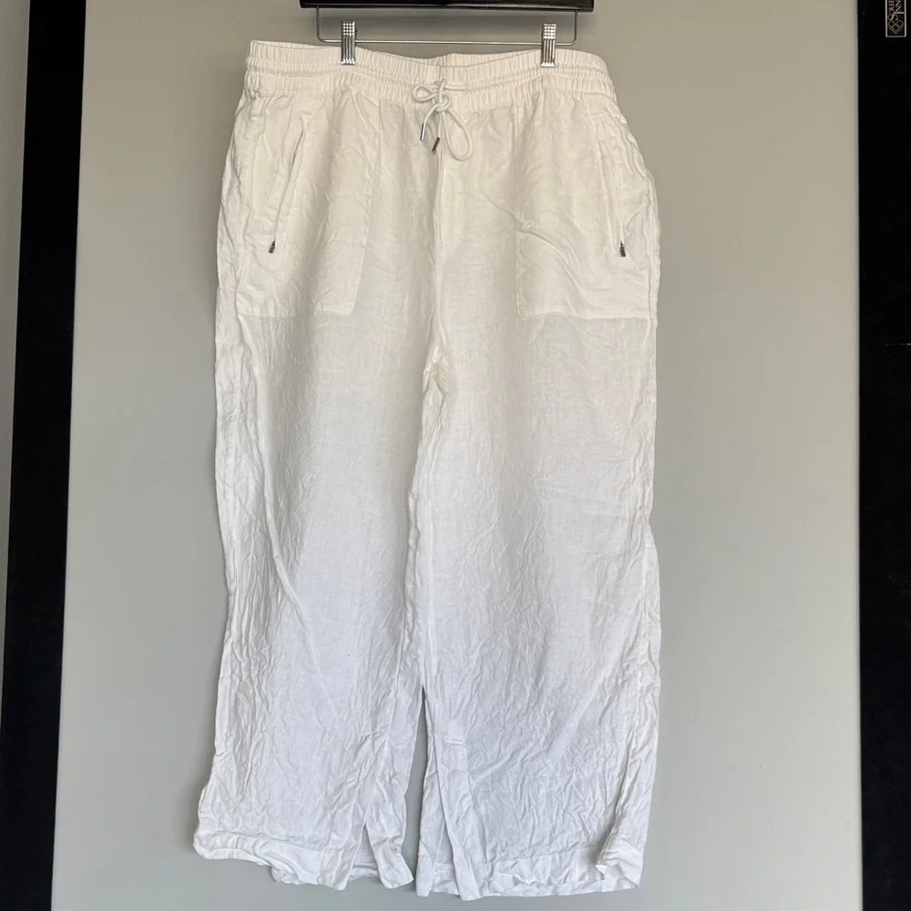 Athleta women’s 100% linen size 18‎ White Joggers
